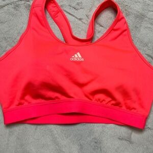 Adidas Sports Bra Womens XL Pink Excellent Racerback Padded Athletic Activewear